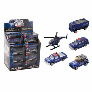 Μεταλλικά Αστυνομικά Οχήματα Die-Cast Mix, Κλίμακα 1:64 σε Display (24 τεμ.)