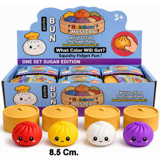 RAGE - Squishy SUGAR EDITION Dumplings Bun ΜΕΓΑΛΟ (8.5 x 8.5 x 4.8 cm) - Viral 2026 Fidget Toy (12 τμχ)